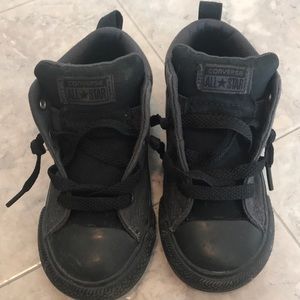 All black size 8 toddler converse slip on